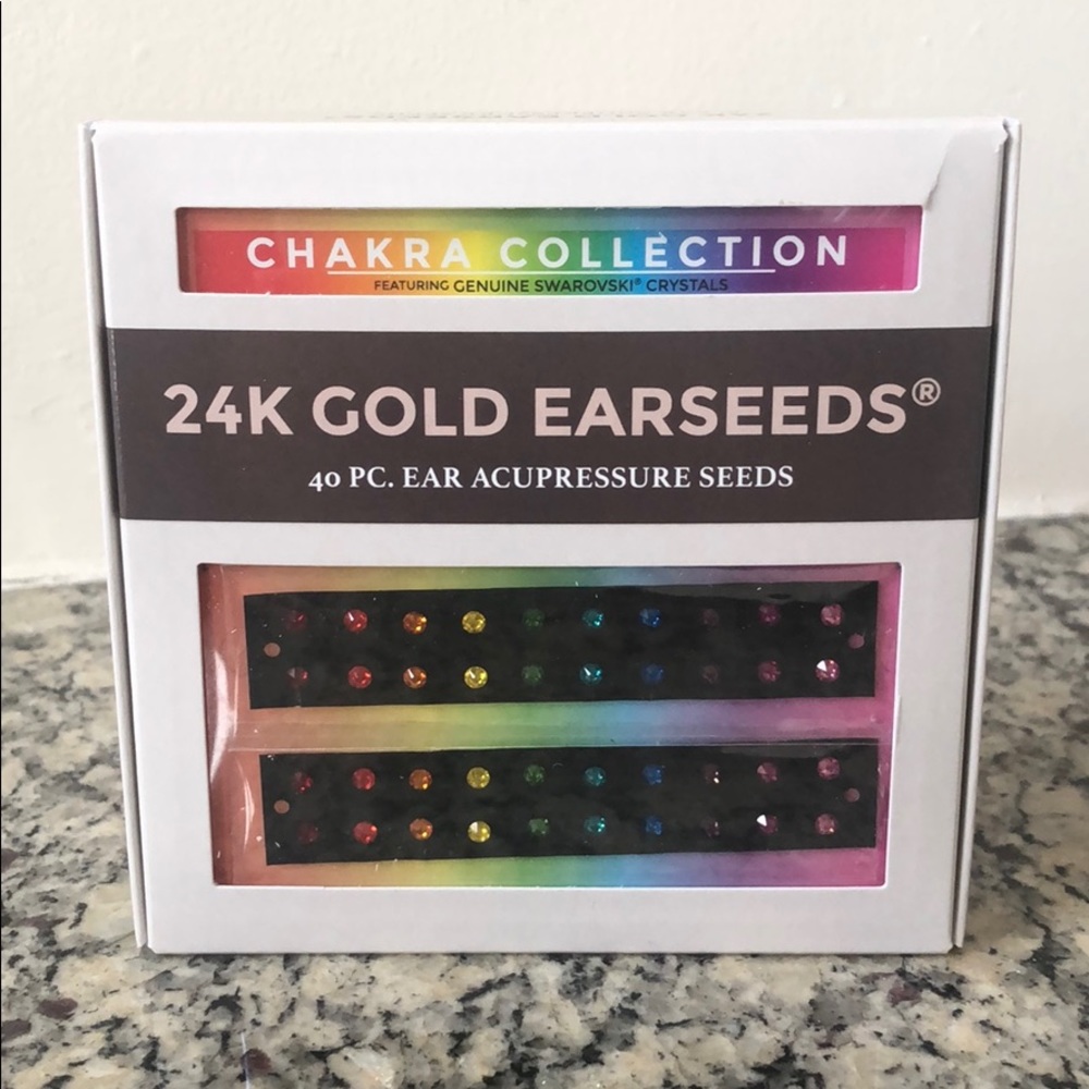 40 PC. 24K Gold Earseeds Swarovski Crystals